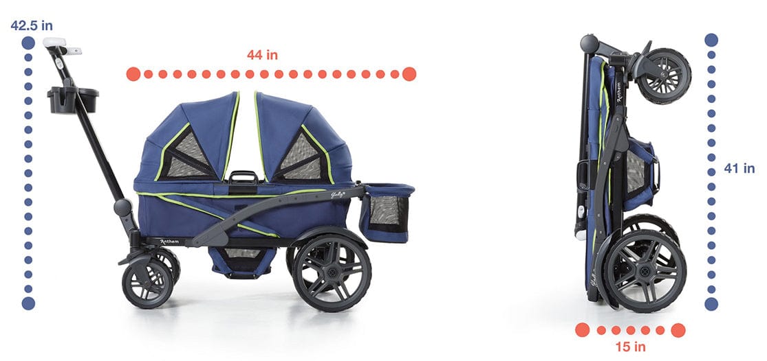 Gladly Family Anthem2 All-Terrain (2 Seater) Stroller Wagon - Neon Indigo - WAG-NEO-2-S