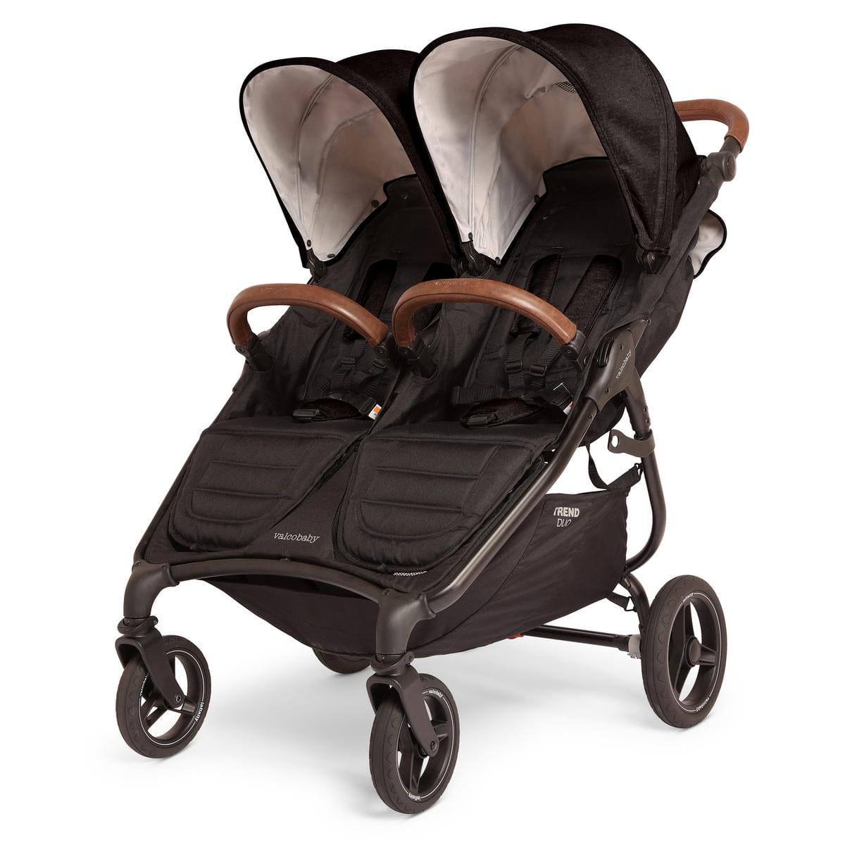 Valco Baby Trend Duo Sport Side by Side Double Stroller - Ash Black / Brown Leatherette - N0314