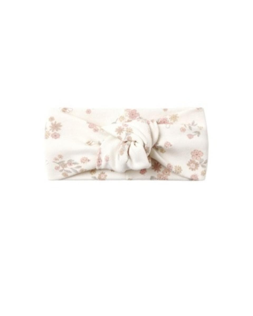 Quincy Mae Brushed Knotted Headband Garden Floral - Ivory, 12-24M