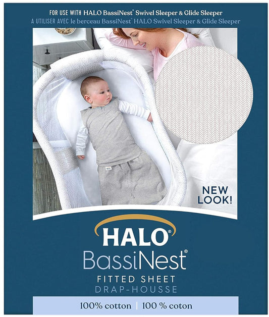 HALO BassiNest Fitted Sheet - Herringbone - 4674-HALO