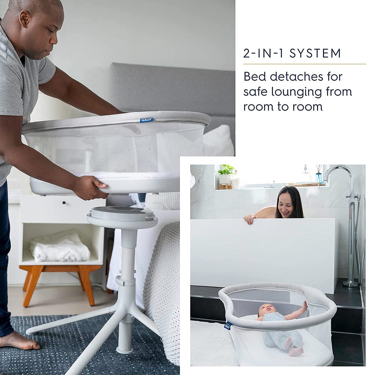 HALO BassiNest Swivel Sleeper 3.0 - Solid Grey - 4792-HALO