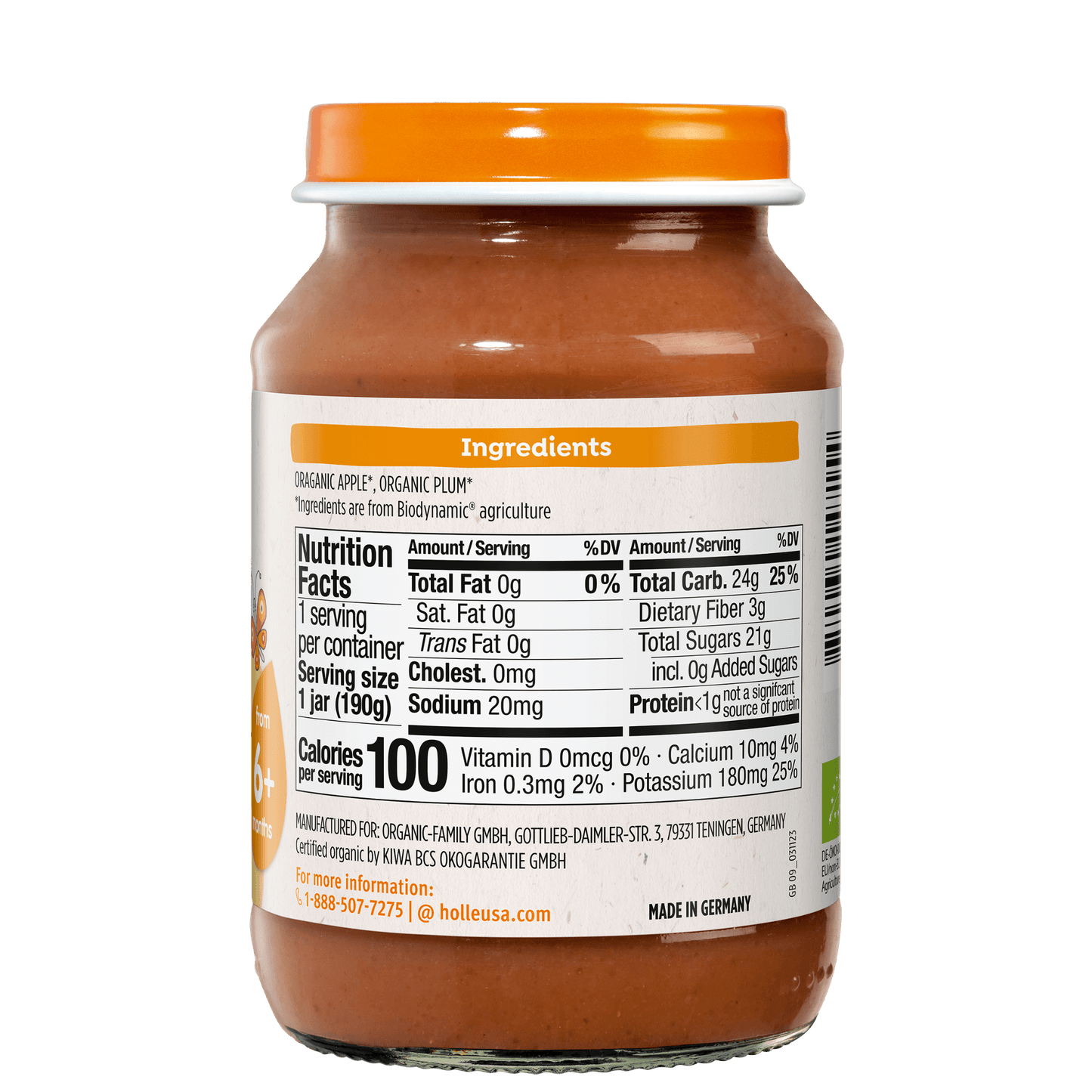 Holle Organic Baby Food Jar - Apple & Plum - 12 Jars - APPLE-PLUM-JAR-2PACK