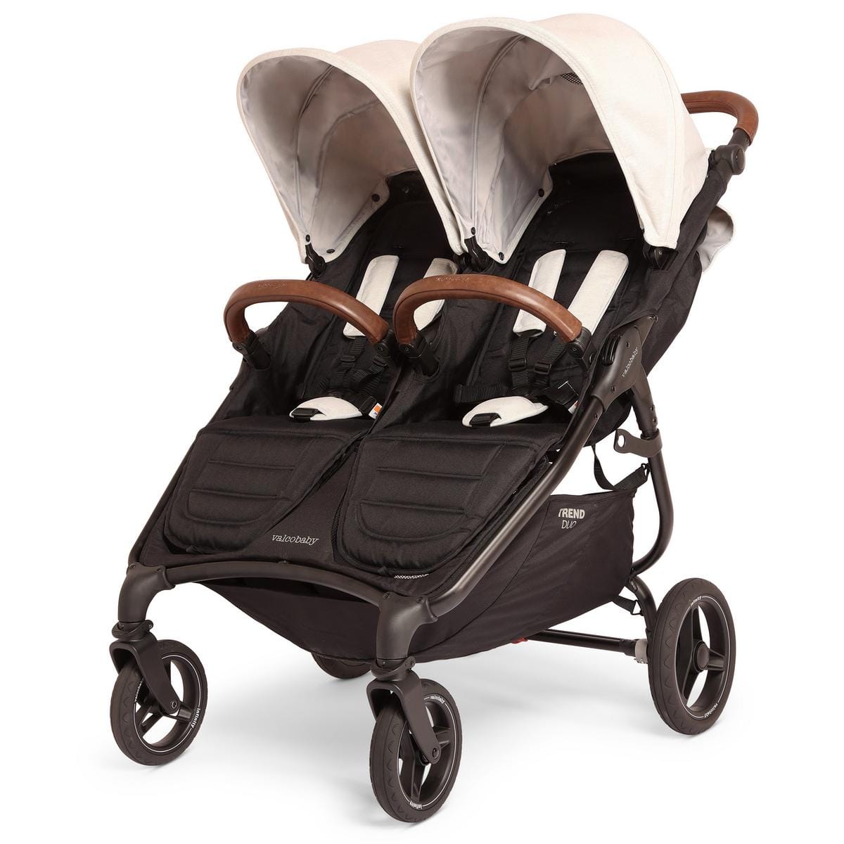 Valco Baby Trend Duo Sport Side by Side Double Stroller - Cloud / Brown Leatherette - n0333