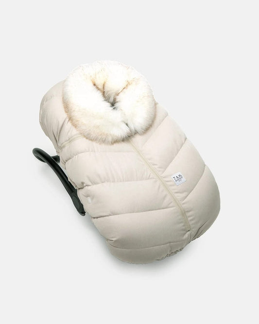 7 A.M. Enfant Car Seat Cocoon Tundra - Heather Beige / White Faux Fur