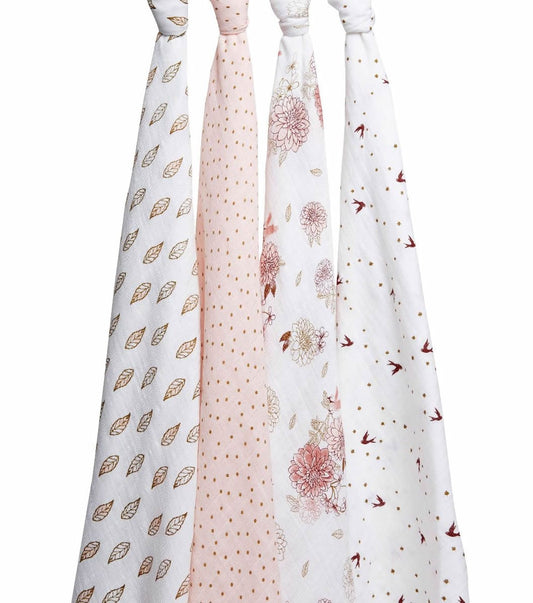 Aden + Anais Classic Swaddle Wraps, 4 Pack - Dahlias - 2079-AA