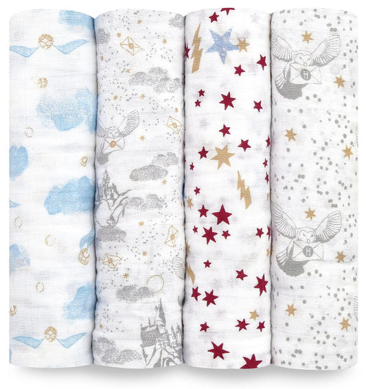 Aden + Anais Classic Swaddle Wraps, 4 Pack - Harry Potter Iconic - ASWC40001HP