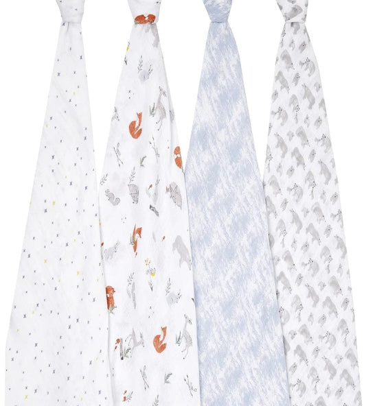 Aden + Anais Classic Swaddle Wraps, 4 Pack - Naturally - ASWC40010