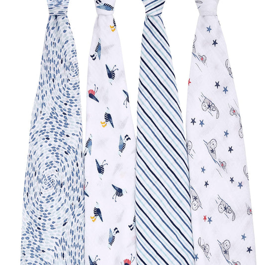 Aden + Anais Essentials Swaddle Wraps, 4 pack - Seashore - ESWC40003