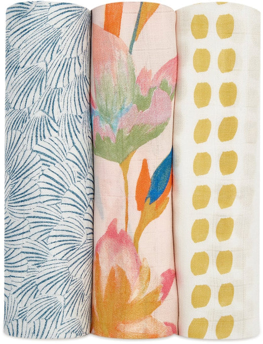 Aden + Anais Silky Soft Swaddles - 3-Pack - Marine Gardens - ASWS30001