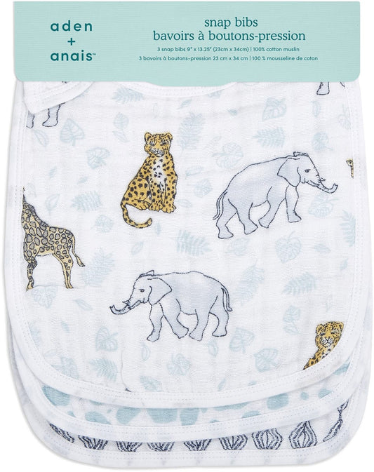 Aden + Anais Snap Bibs, 3 Pack - Jungle - ASNC30003