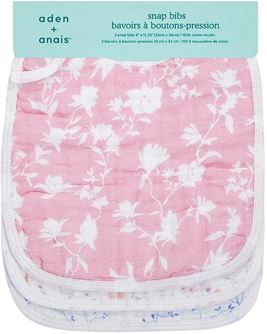 Aden + Anais Snap Bibs, 3 Pack - Ma Fleur - ASNC30006