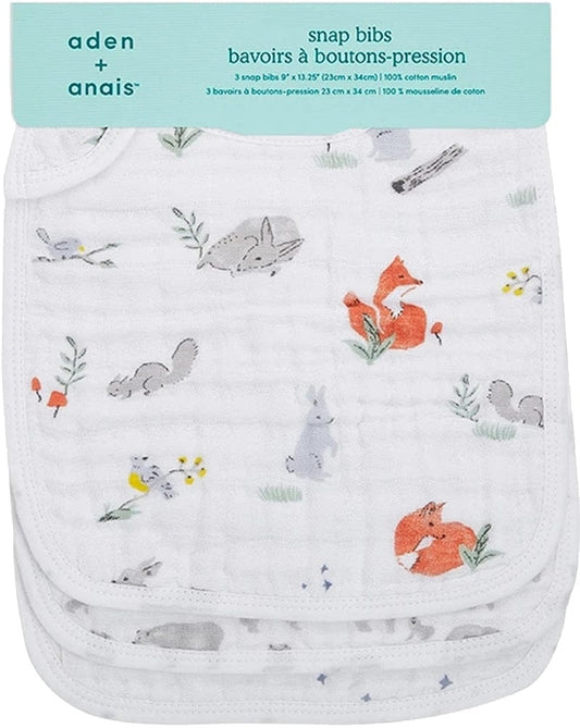 Aden + Anais Snap Bibs, 3 Pack - Naturally - ASNC30008