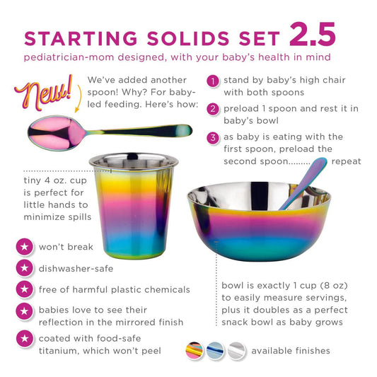Ahimsa Stainless Steel Starting Solids Infant Set - Rainbow - INF-108-RNB