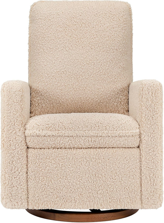 Babyletto Cali Pillowback Swivel Glider - Chai Shearling w/Dark Wood Base - M20987CSGDB