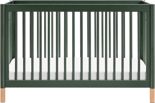 Babyletto Gelato 4-in-1 Convertible Crib w/Toddler Bed Conversion Kit - Forest Green w/Vegan Blonde Leather Feet