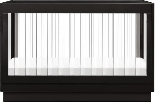 Babyletto Harlow Acrylic 3-in-1 Convertible Crib w/Toddler Bed Conversion Kit - Black / Acrylic