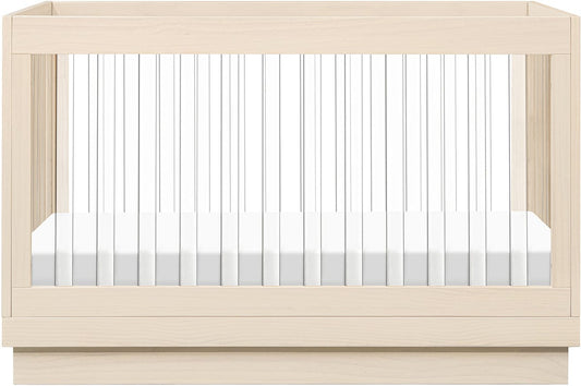 Babyletto Harlow Acrylic 3-in-1 Convertible Crib w/Toddler Bed Conversion Kit - Washed Natural / Acrylic