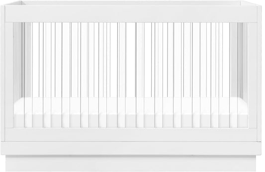 Babyletto Harlow Acrylic 3-in-1 Convertible Crib w/Toddler Bed Conversion Kit - White / Acrylic - M8601KW
