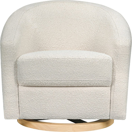 Babyletto Madison Swivel Glider - Ivory Boucle & Cane w/Light Wood Base