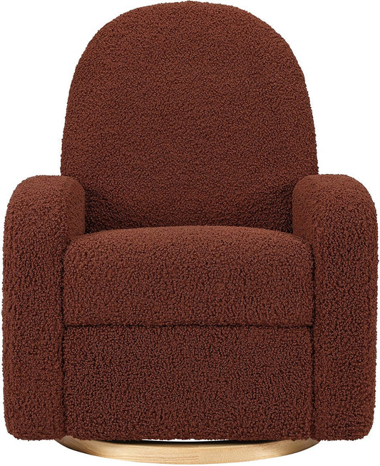 Babyletto Nami Electronic Swivel Glider Recliner w/ USB - Rouge Teddy Loop w/ Light Wood Base - M23188RTLB