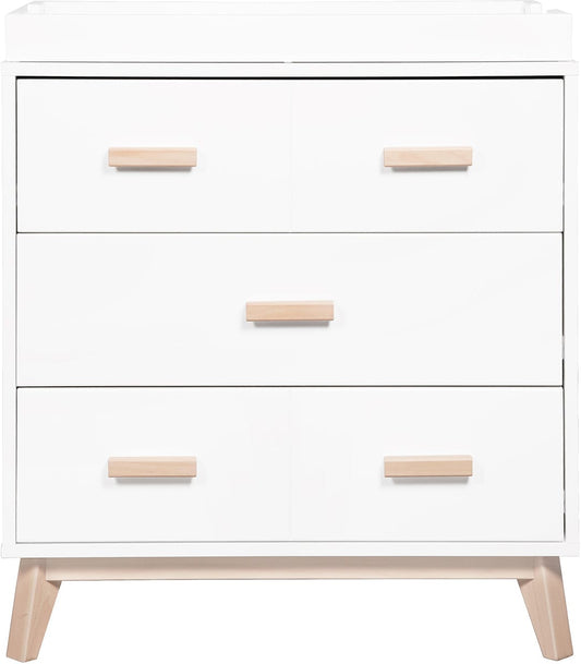 Babyletto Scoot 3-Drawer Changer Dresser w/Removable Changing Tray - White / Washed Natural - M5823WNX