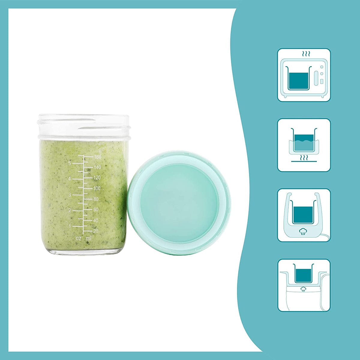 Babymoov Babybols Glass Food Storage Multiset (4 x 4oz + 4 x 8oz) - A004312