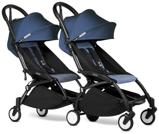 Babyzen YOYO Connect Double Stroller 6+ / 6+ Bundle - Black / Air France Blue - DBL-604902-604607