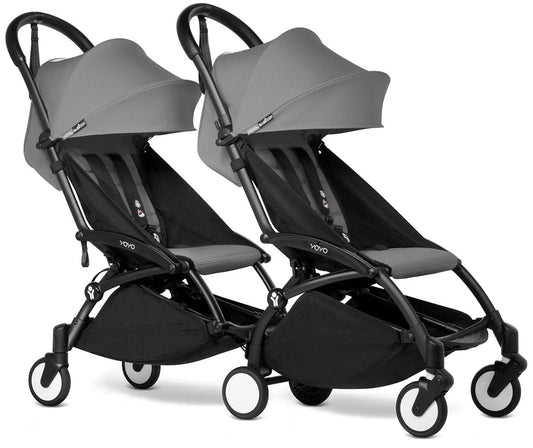 Babyzen YOYO Connect Double Stroller 6+ / 6+ Bundle - Black / Grey - DBL-604902-604601