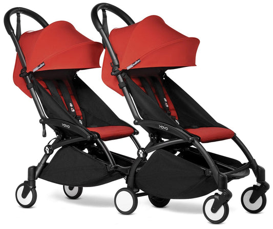 Babyzen YOYO Connect Double Stroller 6+ / 6+ Bundle - Black / Red - DBL-604902-604602