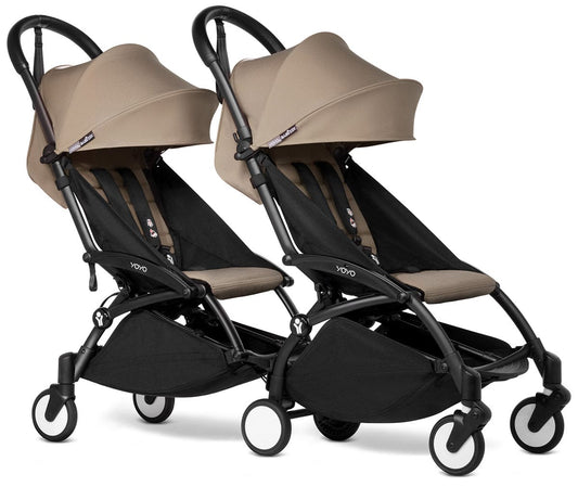 Babyzen YOYO Connect Double Stroller 6+ / 6+ Bundle - Black / Taupe - DBL-604902-604604