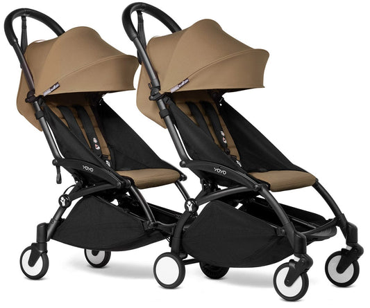 Babyzen YOYO Connect Double Stroller 6+ / 6+ Bundle - Black / Toffee - DBL-604902-604608