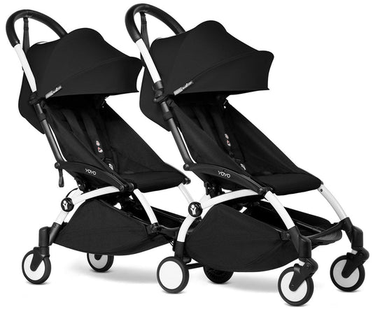 Babyzen YOYO Connect Double Stroller 6+ / 6+ Bundle - White / Black - DBL-604901-604603