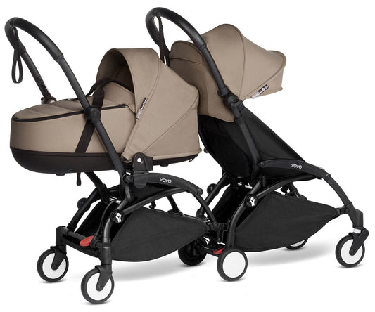 Babyzen YOYO Connect Double Stroller Bassinet / 6+ Bundle - Black / Taupe - BASDBL-604902-604604