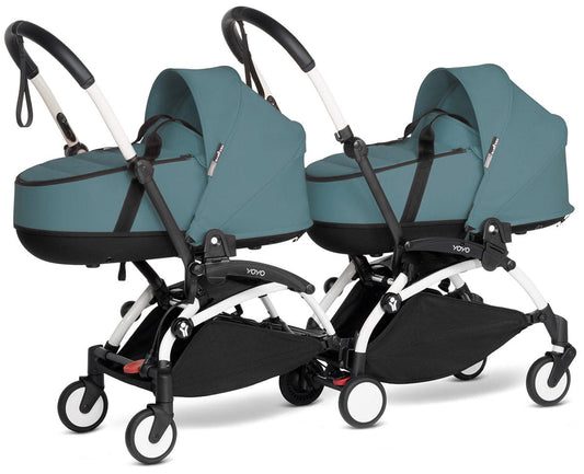 Babyzen YOYO Connect Double Stroller Bassinet / Bassinet Bundle - White / Aqua - BASBAS-604901-605109