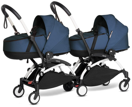 Babyzen YOYO Connect Double Stroller Bassinet / Bassinet Bundle - White / Navy Blue - BASBAS-604901-605107