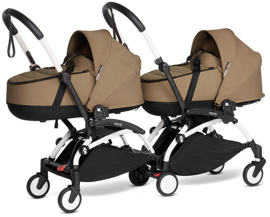 Babyzen YOYO Connect Double Stroller Bassinet / Bassinet Bundle - White / Toffee - BASBAS-604901-605108