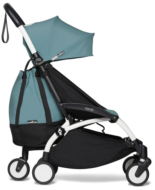 Babyzen YOYO2 Ultra Compact Complete 6+ Stroller & Rolling Bag Bundle - White/Aqua - 604501-6-RB-AQU