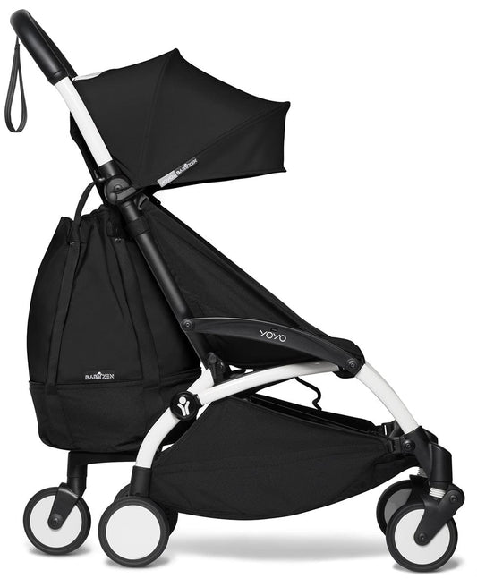 Babyzen YOYO2 Ultra Compact Complete 6+ Stroller & Rolling Bag Bundle - White/Black - 604501-6-RB-BLK
