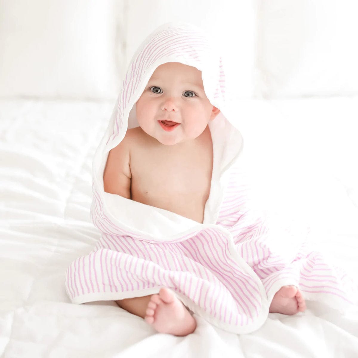Bamboo Little Hooded Baby Towel & Washcloth Set - Lavender Wave - TOW-WAS-LAV-W