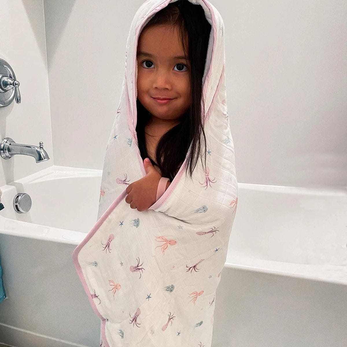 Bamboo Little Hooded Baby Towel & Washcloth Set - Octopus - TOW-WAS-OCT-W