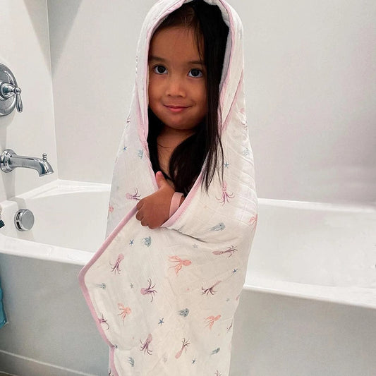 Bamboo Little Hooded Baby Towel & Washcloth Set - Octopus - TOW-WAS-OCT-W