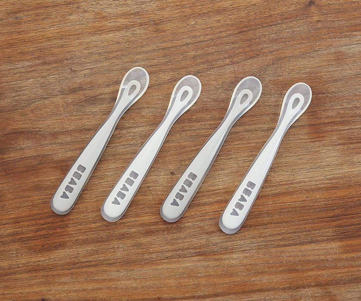 BEABA Baby’s First Foods Silicone Spoons Set, Set of 4 - Cloud