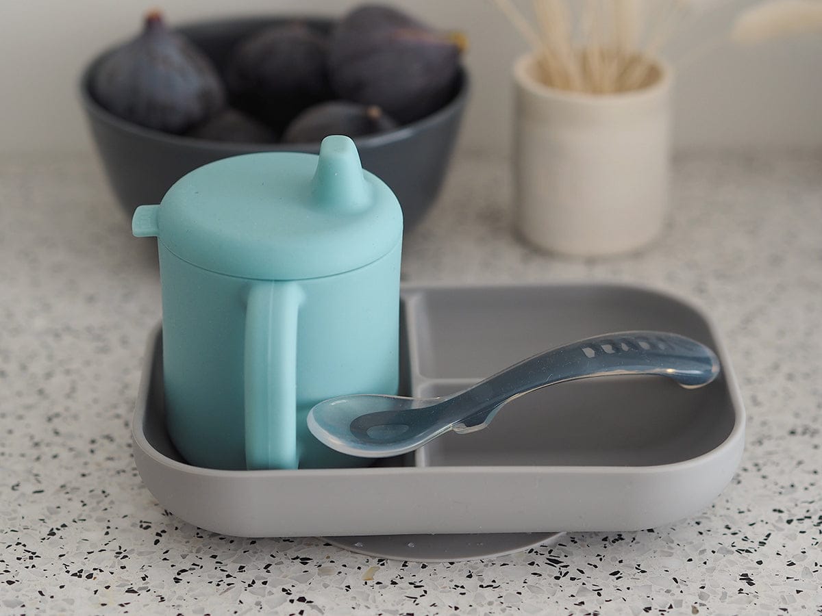 BEABA Sips & Bites 3-Piece Silicone Feeding Set - Rain