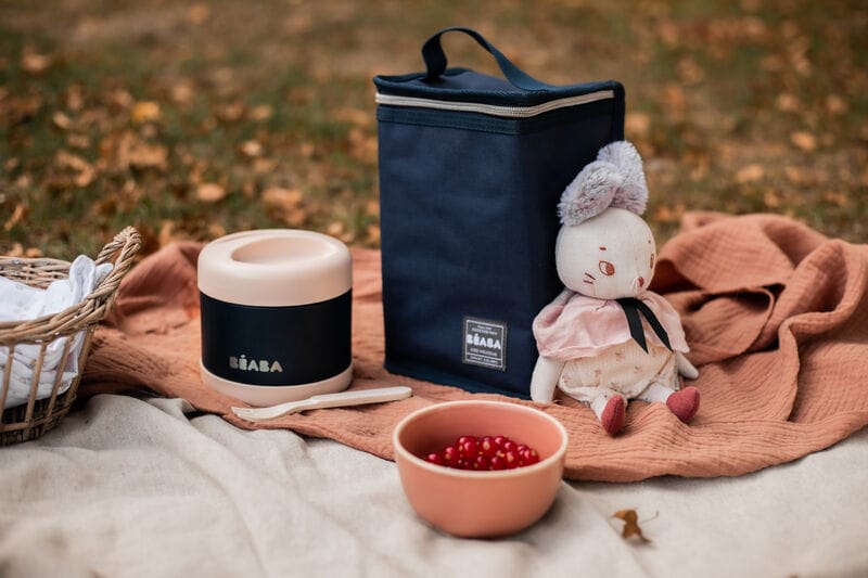 BEABA Stainless Steel Insulated Jar, 16 oz - Light Pink / Midnight - 912910