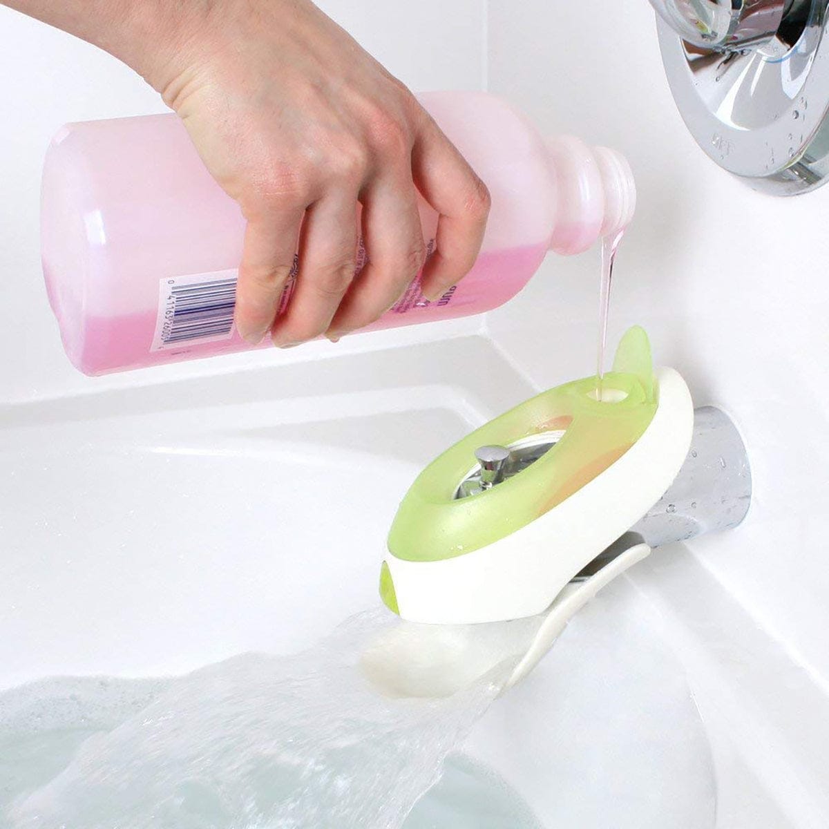 Boon Flo, Water Deflector and Protective Faucet Cover with Bubble Bath Dispenser - Kiwi - 609 - 609-B