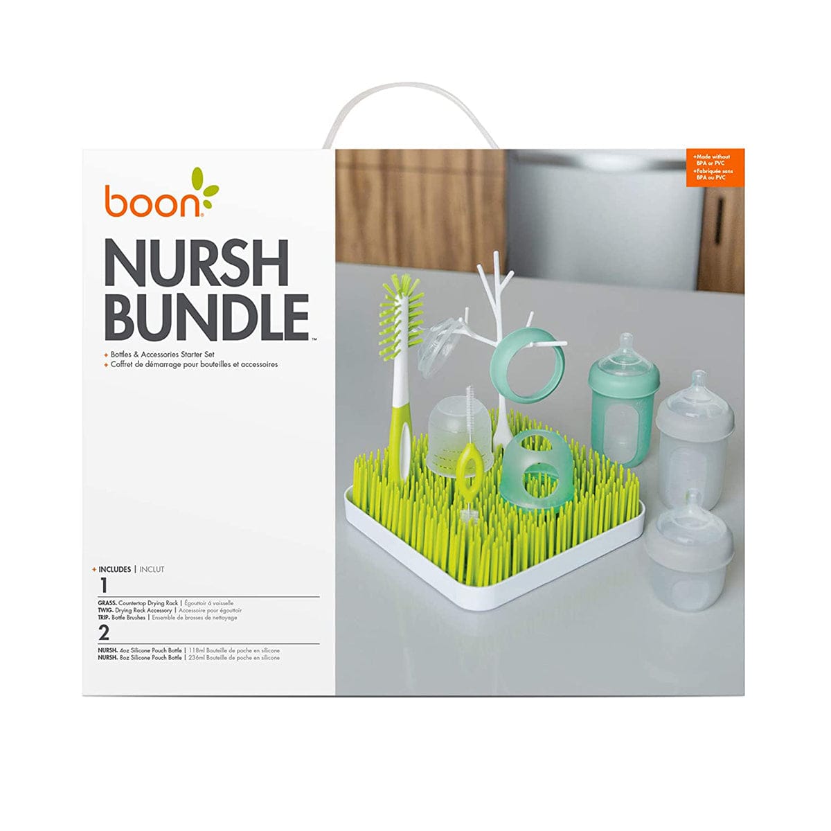 Boon NURSH Silicone Pouch Bottle Feeding and Cleaning Set