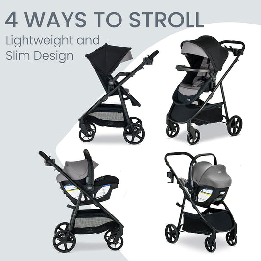Britax Willow Brook S+ Travel System with Alpine Anti-Rebound Base - Graphite Onyx