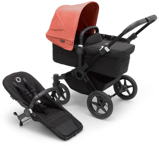 Bugaboo Donkey 5 Mono Complete Single-to-Double Stroller Bundle - Black / Midnight Black / Sunrise Red