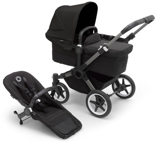 Bugaboo Donkey 5 Mono Complete Single-to-Double Stroller Bundle - Graphite / Midnight Black / Midnight Black