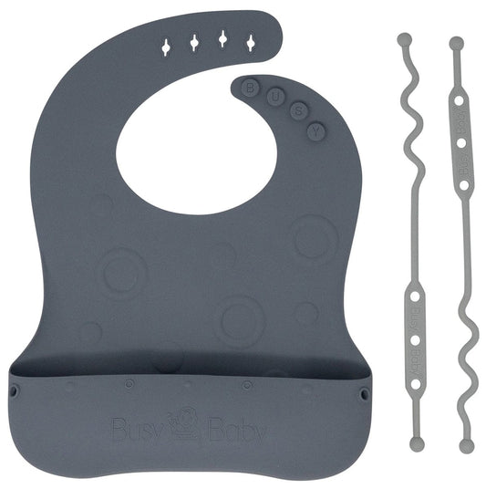 Busy Baby Bungee Bib - Pewter